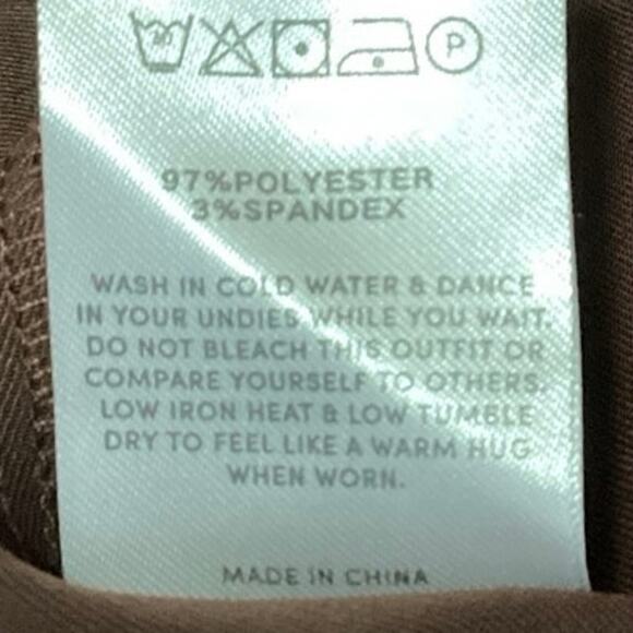 Peppermayo Brown High Rise Straight Pleated Career Wide Leg Dress Pants 8 - Picture 5 of 5